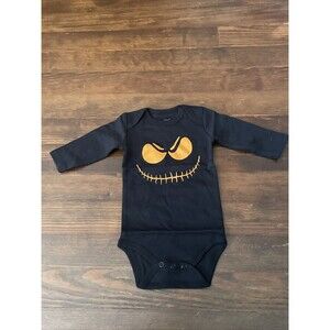 Baby Halloween Black Orange Jack O Lantern Short Sleeve One Piece 3 MO NWT
